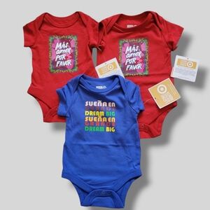3 Latino Heritage Month Target Onsies Unisex Red NB & 0-3M Blu